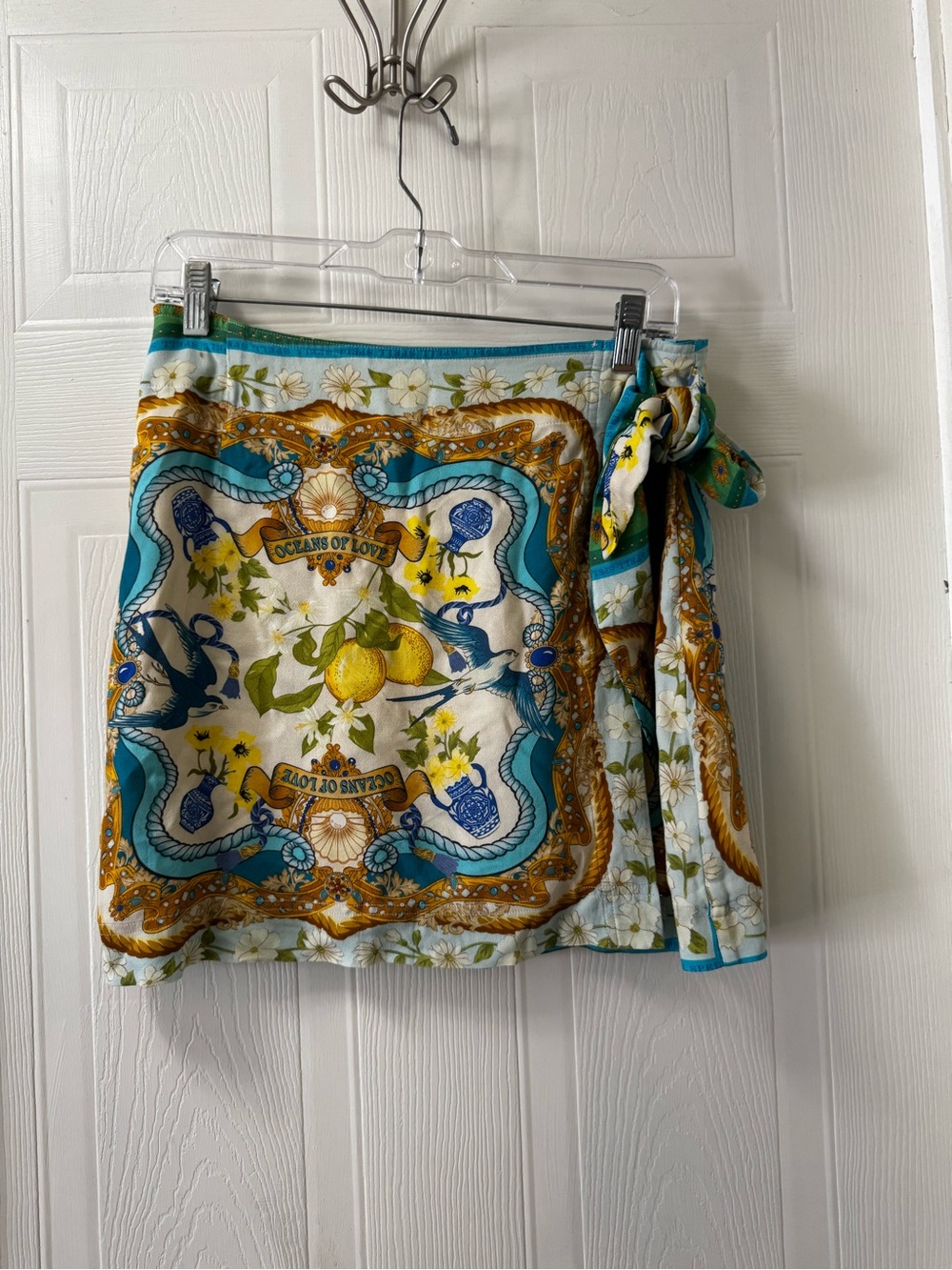 Spell Blue and Yellow Printed Swim Sarong Wrap